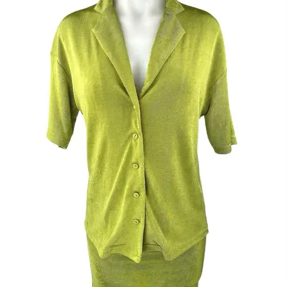 Princess Polly Womens Green Button Down Short Sleeve Shirt Top & Skirt Set Sz 6 - Picture 4 of 7